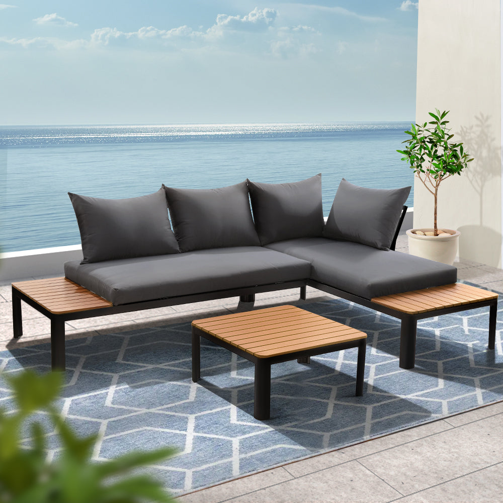Armadale Deluxe 4 Seater Sofa Set with Table - Black
