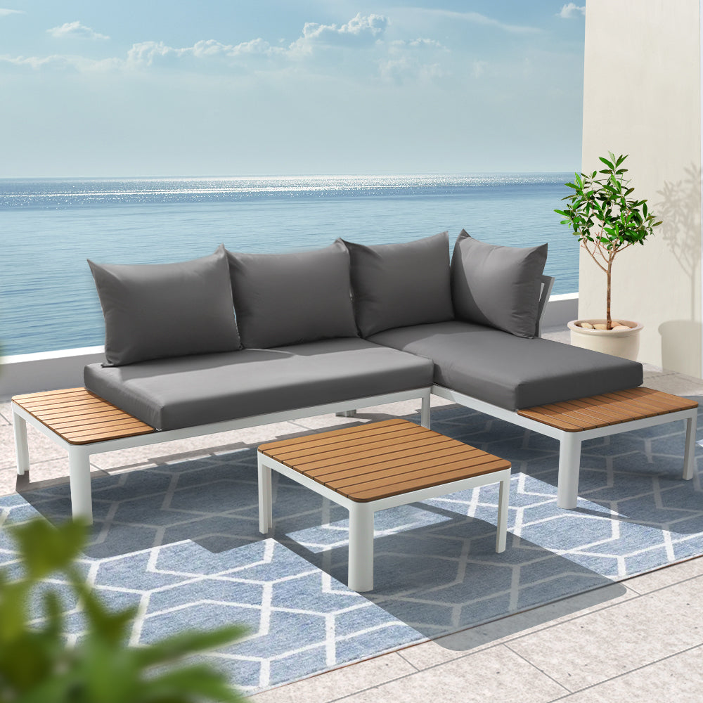 Armadale Deluxe 4 Seater Sofa Set with Table - White