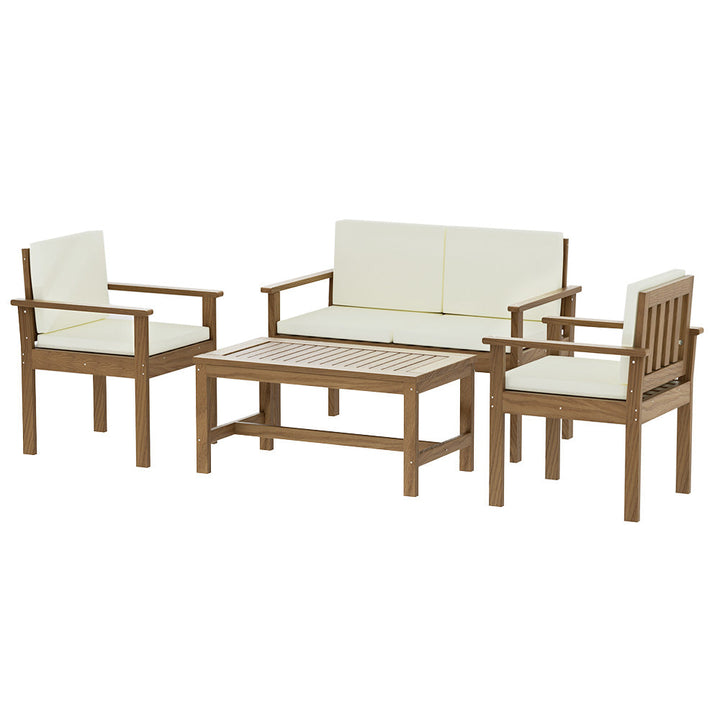 Brighton 4-Seater Acacia Wood Lounge Setting Table Chairs