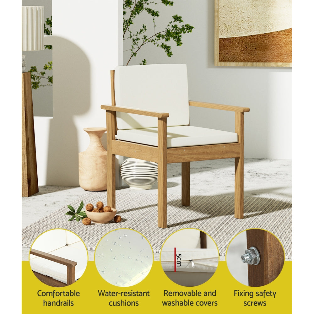 Brighton 4-Seater Acacia Wood Lounge Setting Table Chairs