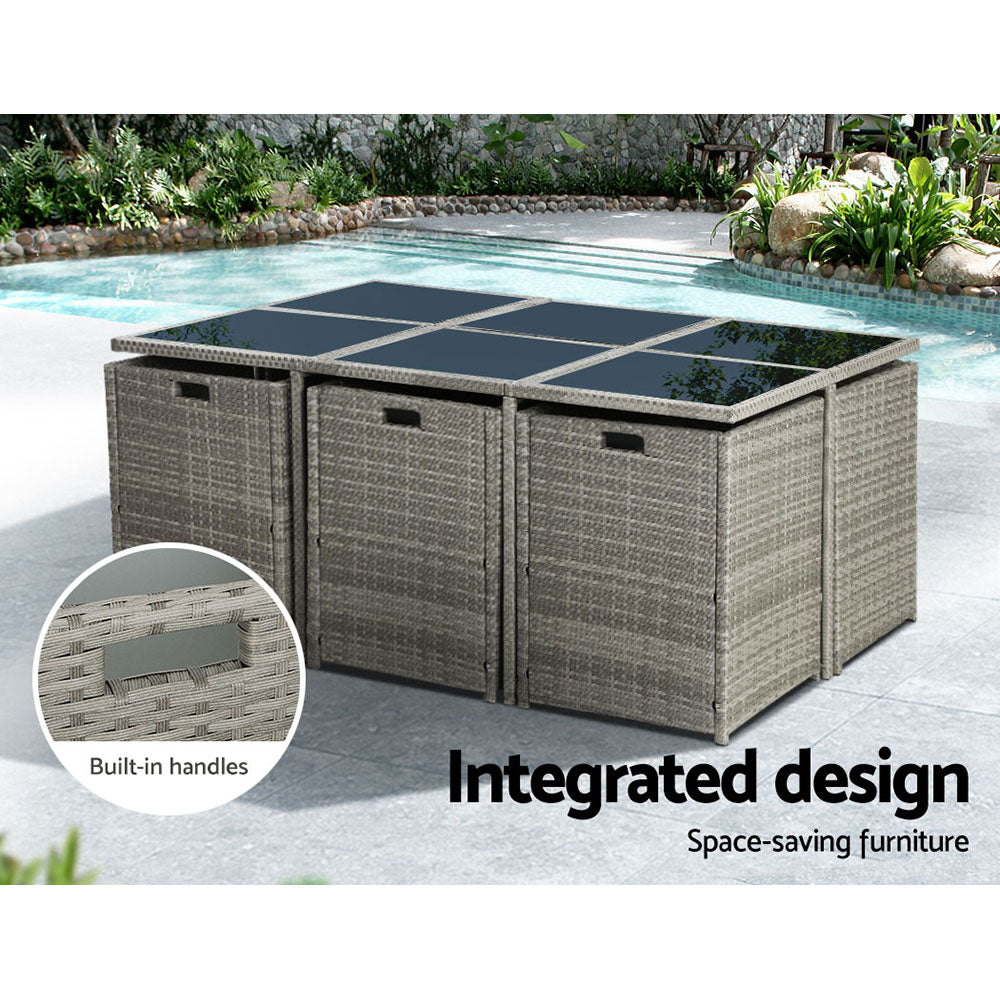 Sorrento Premium 11 Piece Outdoor Dining Set - Grey