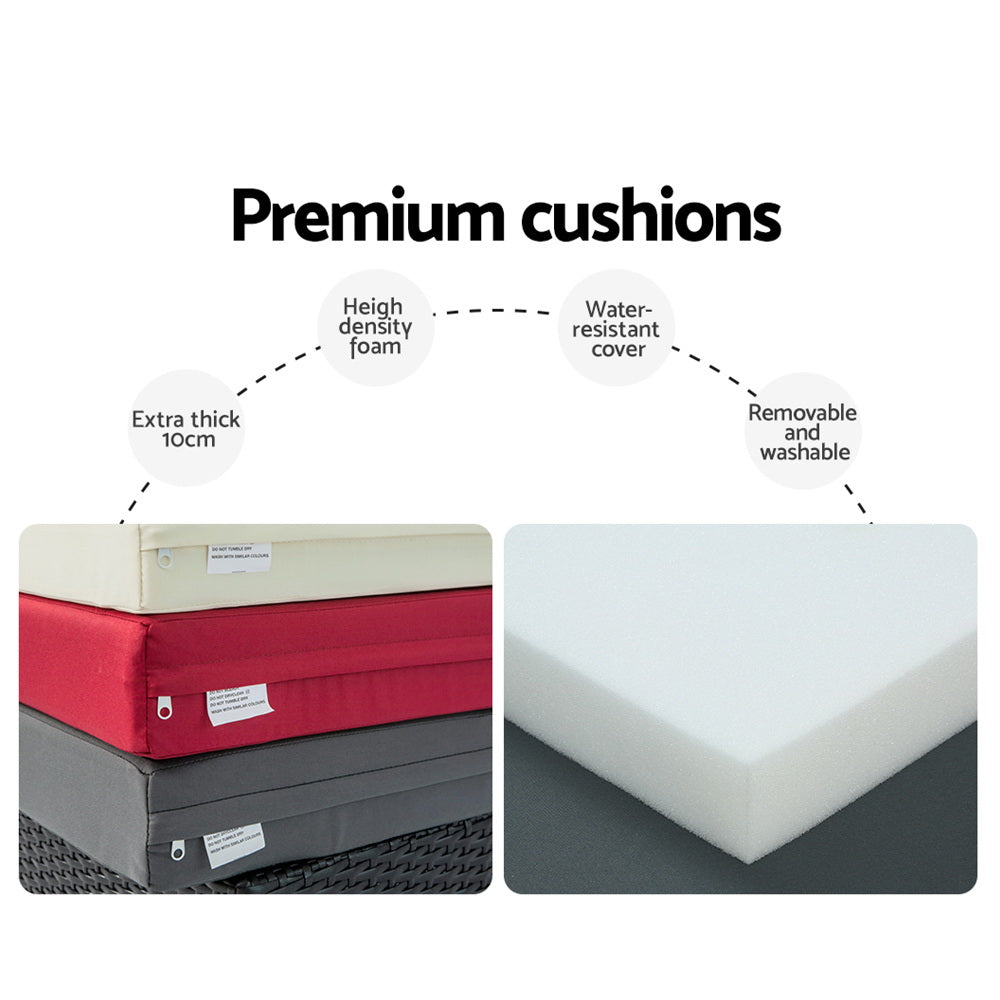 Sorrento Premium 13 Piece Outdoor Dining Set - Grey, Red & Beige Cushions