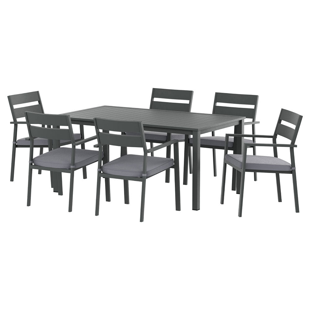 Gardeon Outdoor Dining Set 7 Piece Aluminum Table Chairs Setting Black