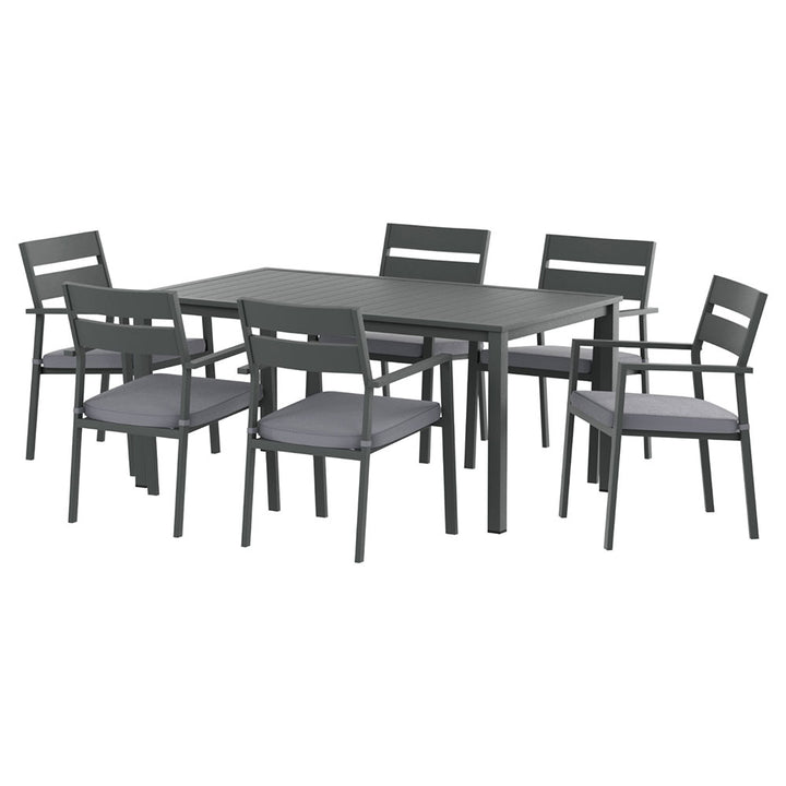 Gardeon Outdoor Dining Set 7 Piece Aluminum Table Chairs Setting Black
