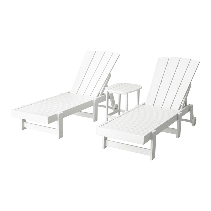 Gardeon Sun Lounge Lounger Table and Chairs Beach Chair Adirondack HDPE Patio Outdoor Furniture Wheels White
