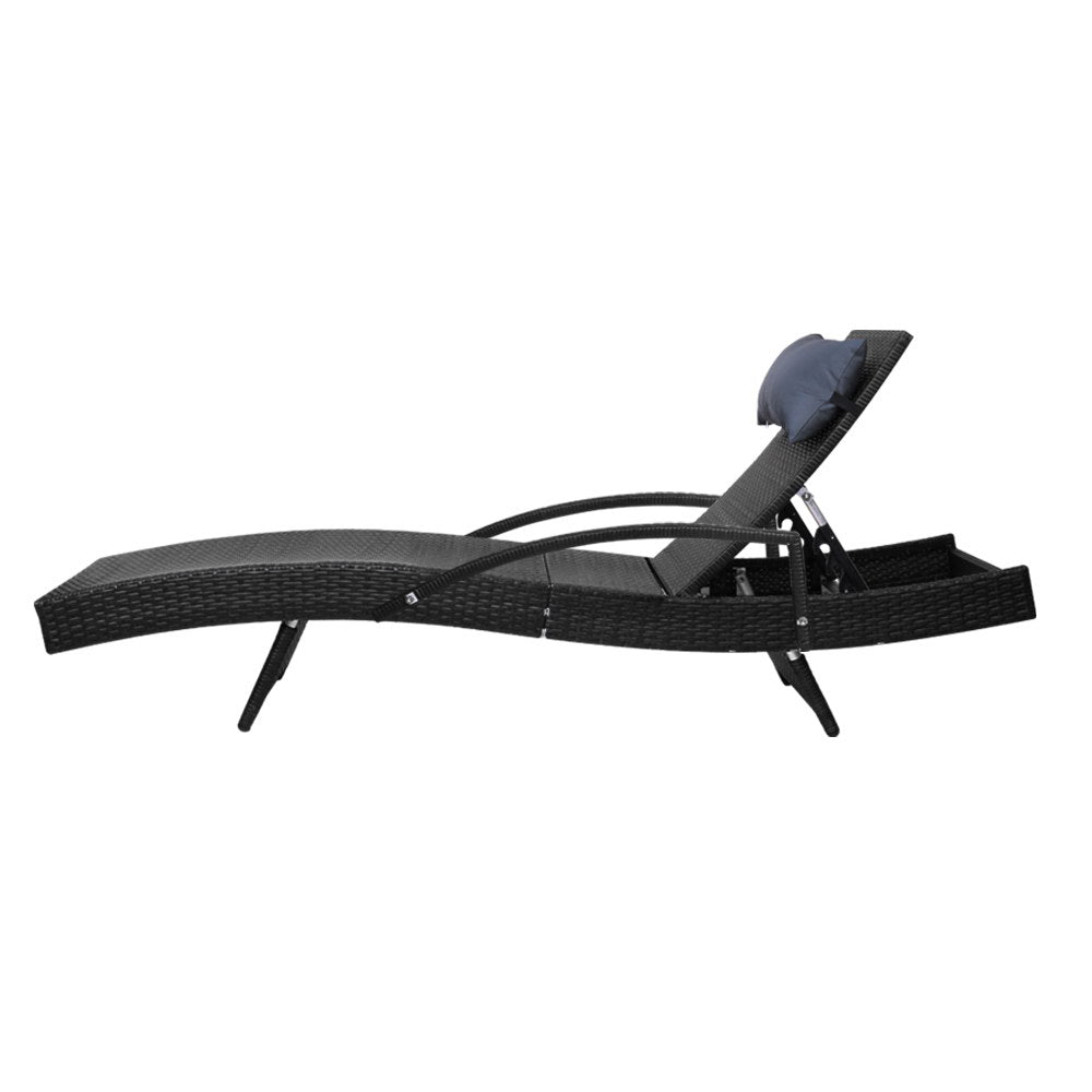 Sorrento Premium Set of 2 Sun Lounges - Black
