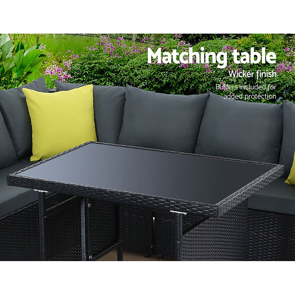 Toorak Outdoor Furniture Patio Set Wicker - Black