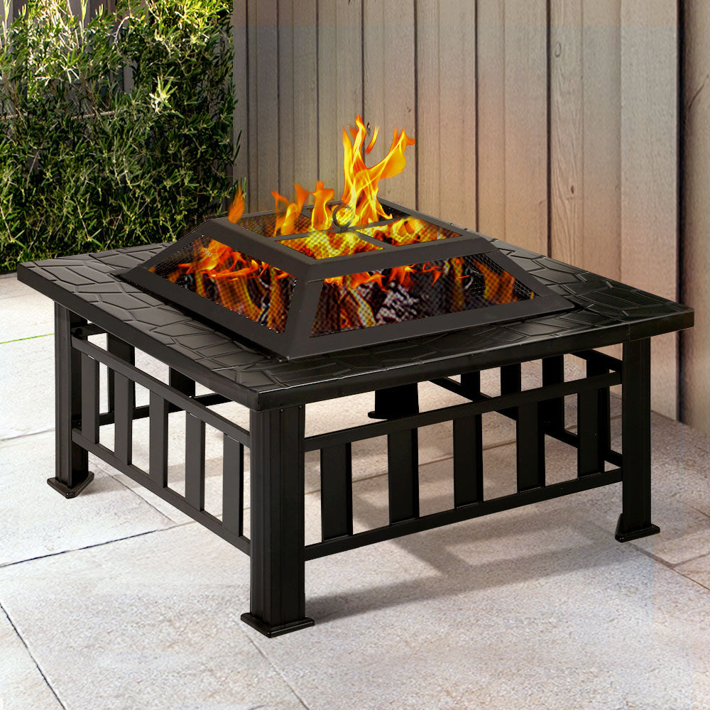 Fitzroy 2 in 1 Fire Pit BBQ Table Grill Outdoor