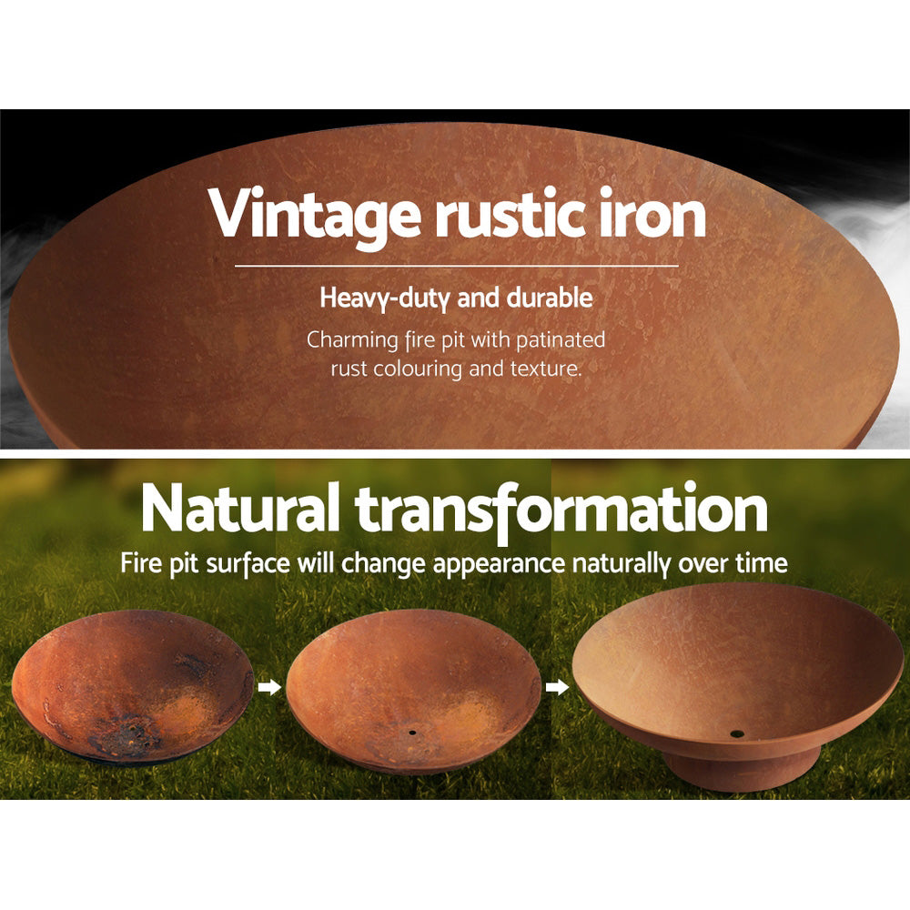 Brunswick Rustic Steel Bowl Fire Pit 70cm