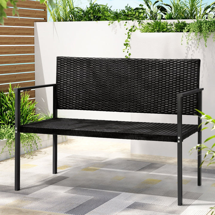 Armadale Outdoor Wicker Bench Seat - Black