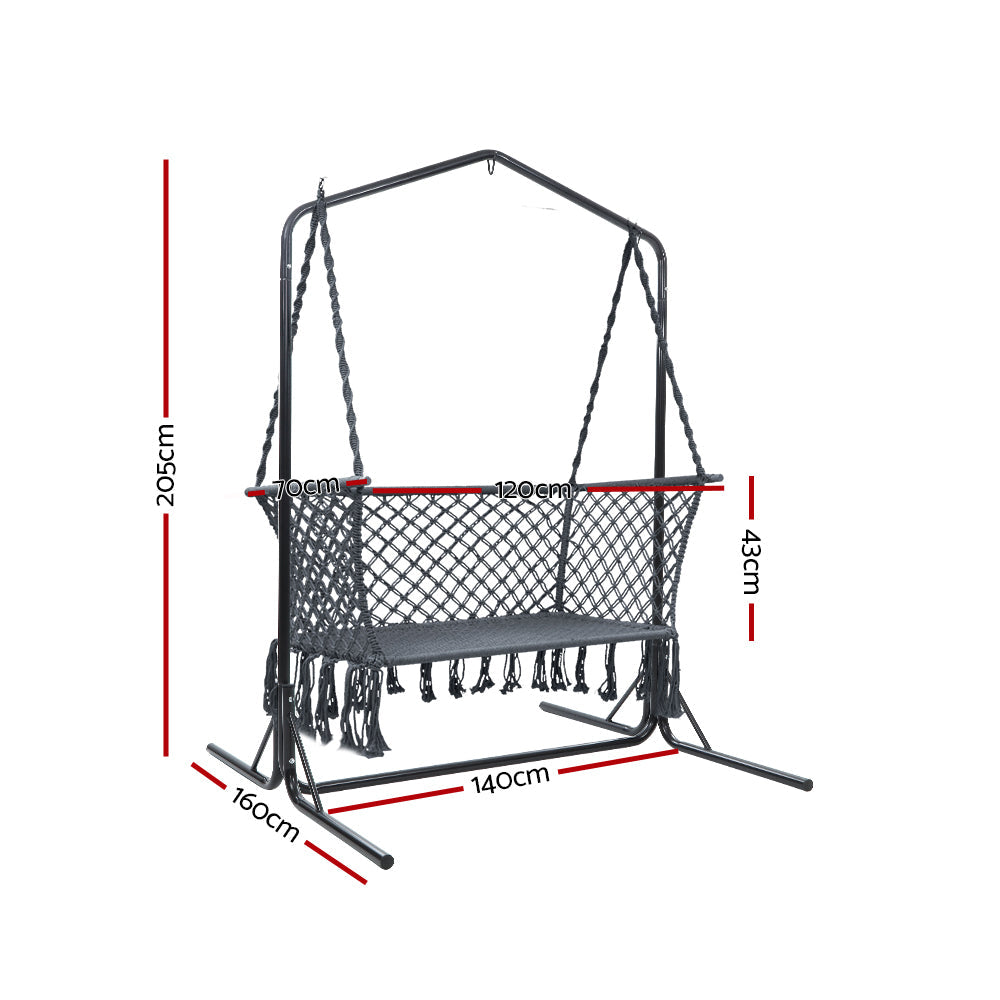 Albert Park Outdoor Swing Hammock Chair with Stand - Grey
