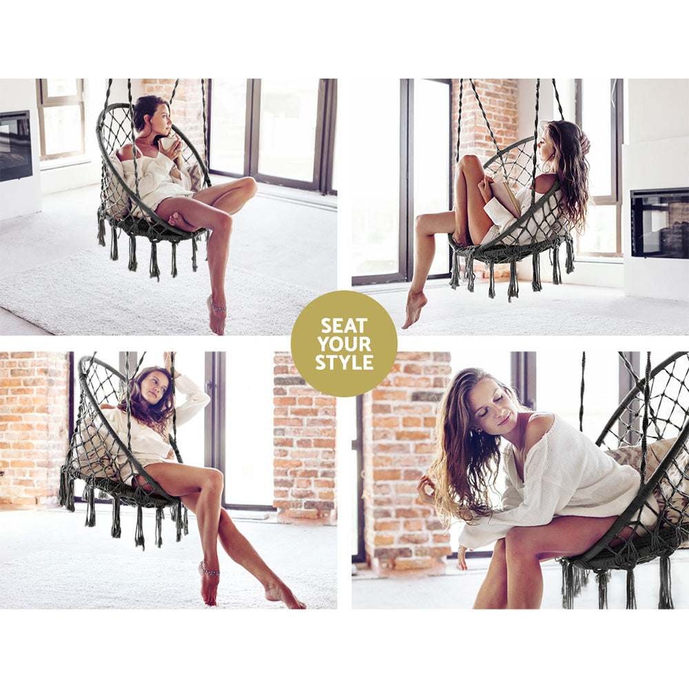 South Yarra Boho Hammock Swing Chair - Grey