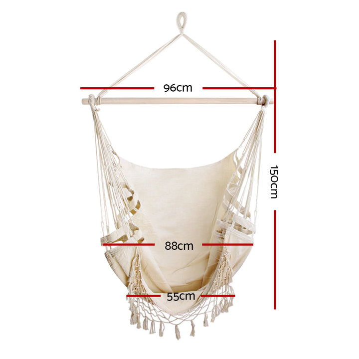 South Yarra Hammock Swing Chair with Tassels - Cream