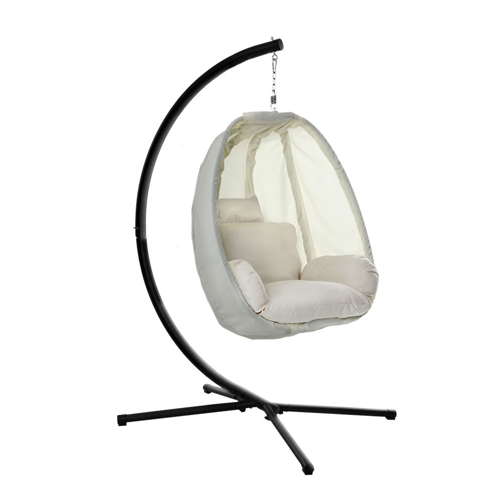 Portsea Luxury Outdoor Hanging Swing Chair Pod Lounge - Cream