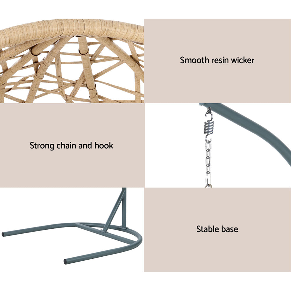 Sorrento Premium Swing Egg Chair With Stand - Cream