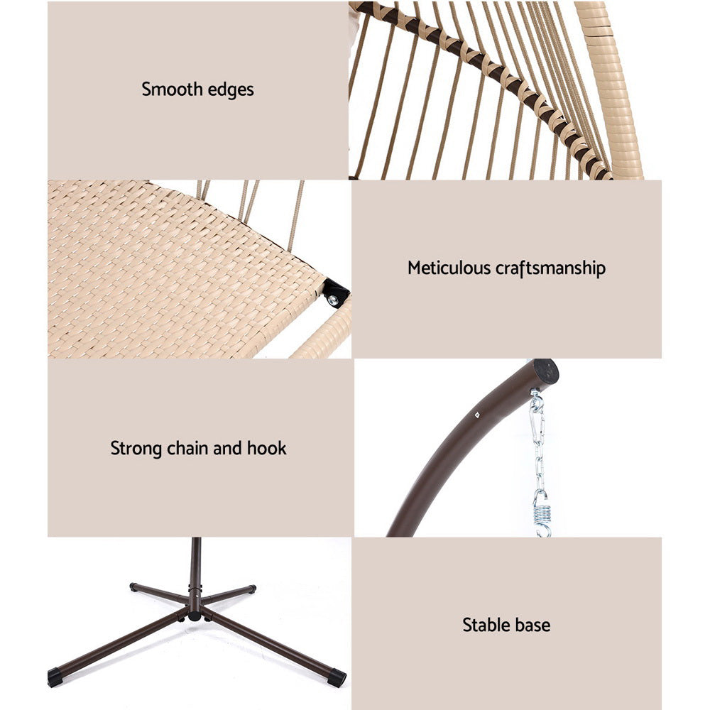 Portsea Luxury Outdoor Hanging Swing Chair With Stand - Latte