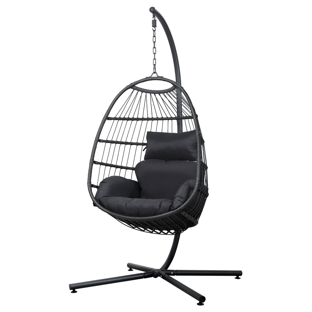 Portsea Deluxe Egg Swing Chair With Stand - Grey