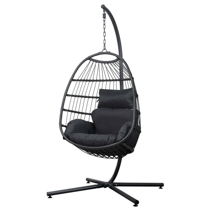 Portsea Deluxe Egg Swing Chair With Stand - Grey