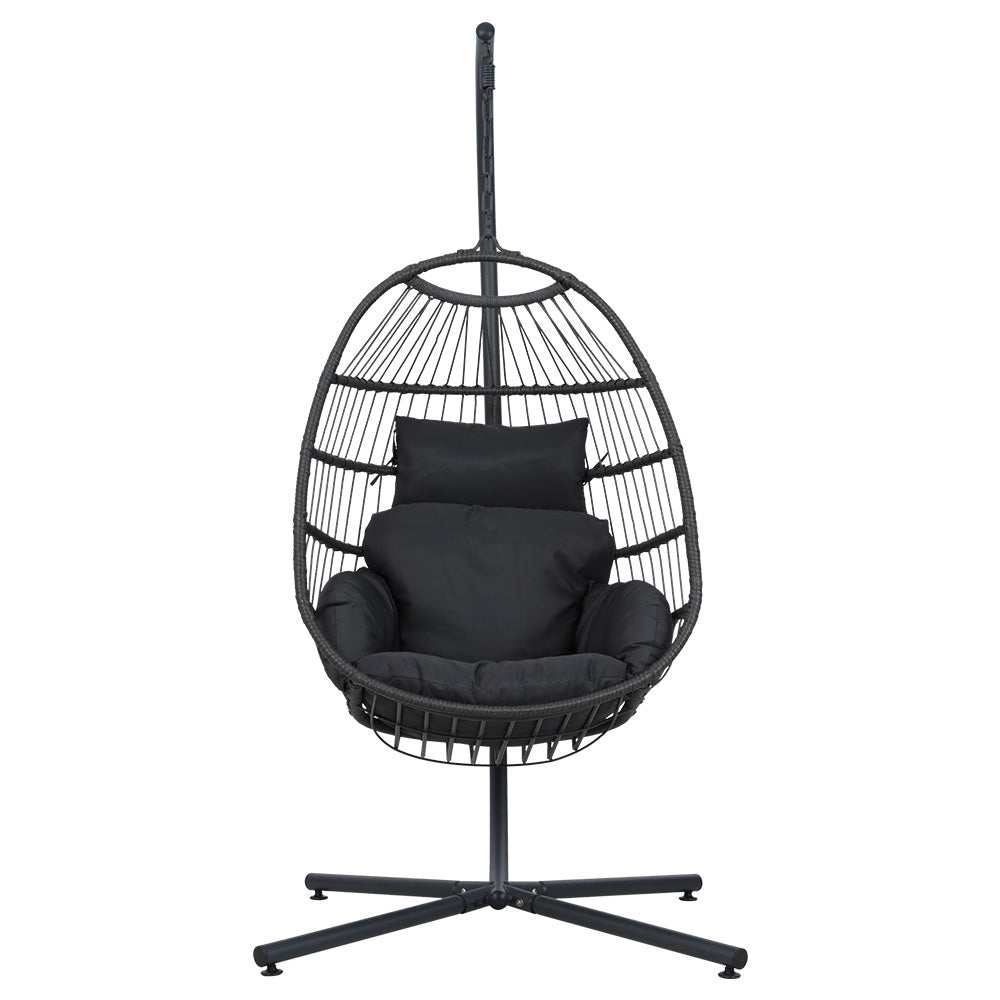 Portsea Deluxe Egg Swing Chair With Stand - Grey