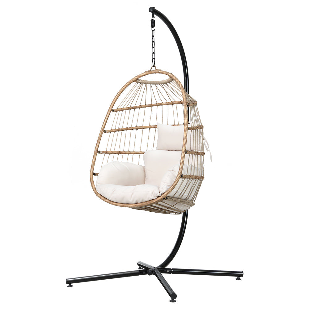 Portsea Deluxe Egg Swing Chair With Stand - Cream