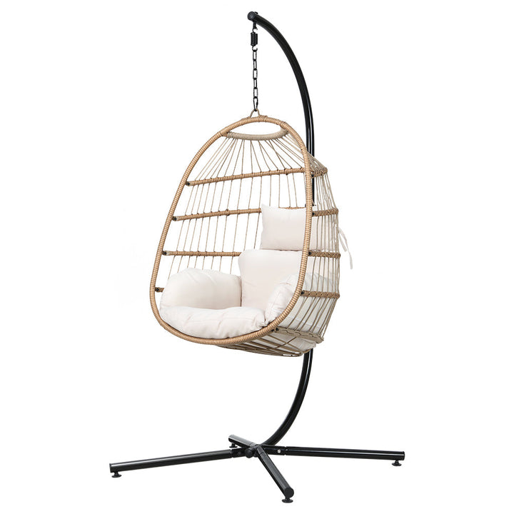 Portsea Deluxe Egg Swing Chair With Stand - Cream