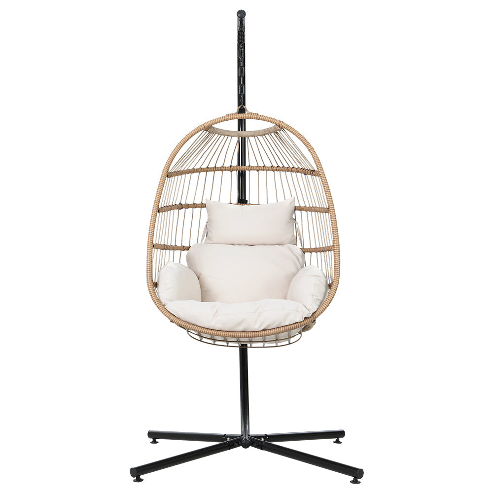 Portsea Deluxe Egg Swing Chair With Stand - Cream