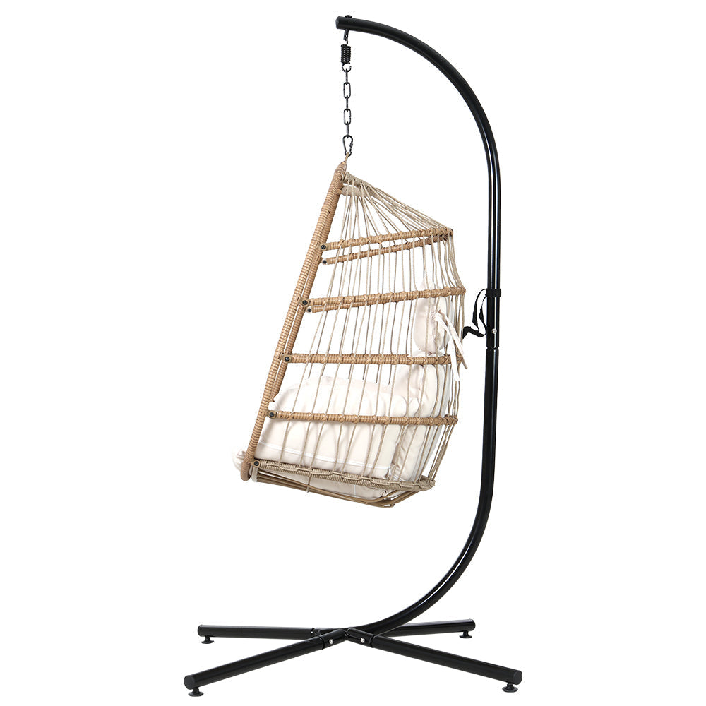 Portsea Deluxe Egg Swing Chair With Stand - Cream