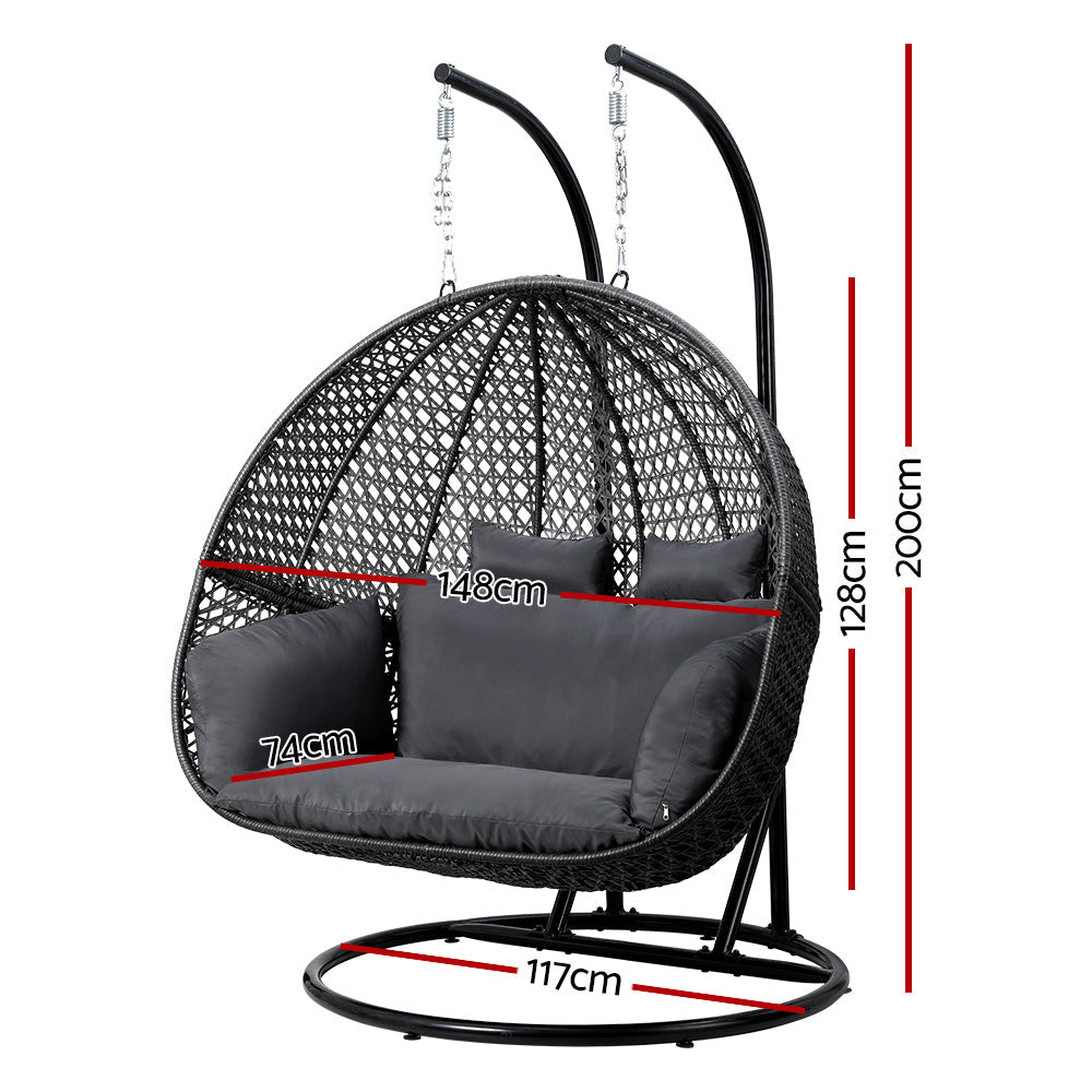 Sorrento Premium 2 Person Egg Swing Chair - Grey