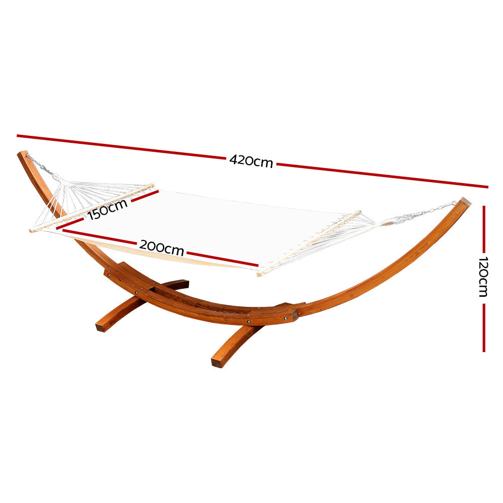 Portsea Double Hammock with Wooden Hammock Stand