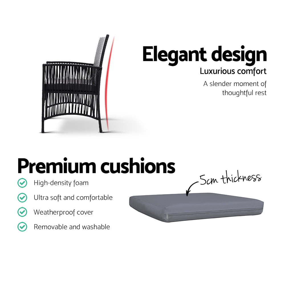 Armadale Luxury Set of 2 Bistro Chairs - Black