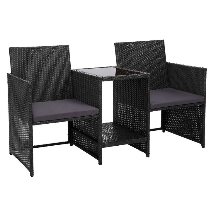 Prahran Luxury Bistro Set with Table - Black