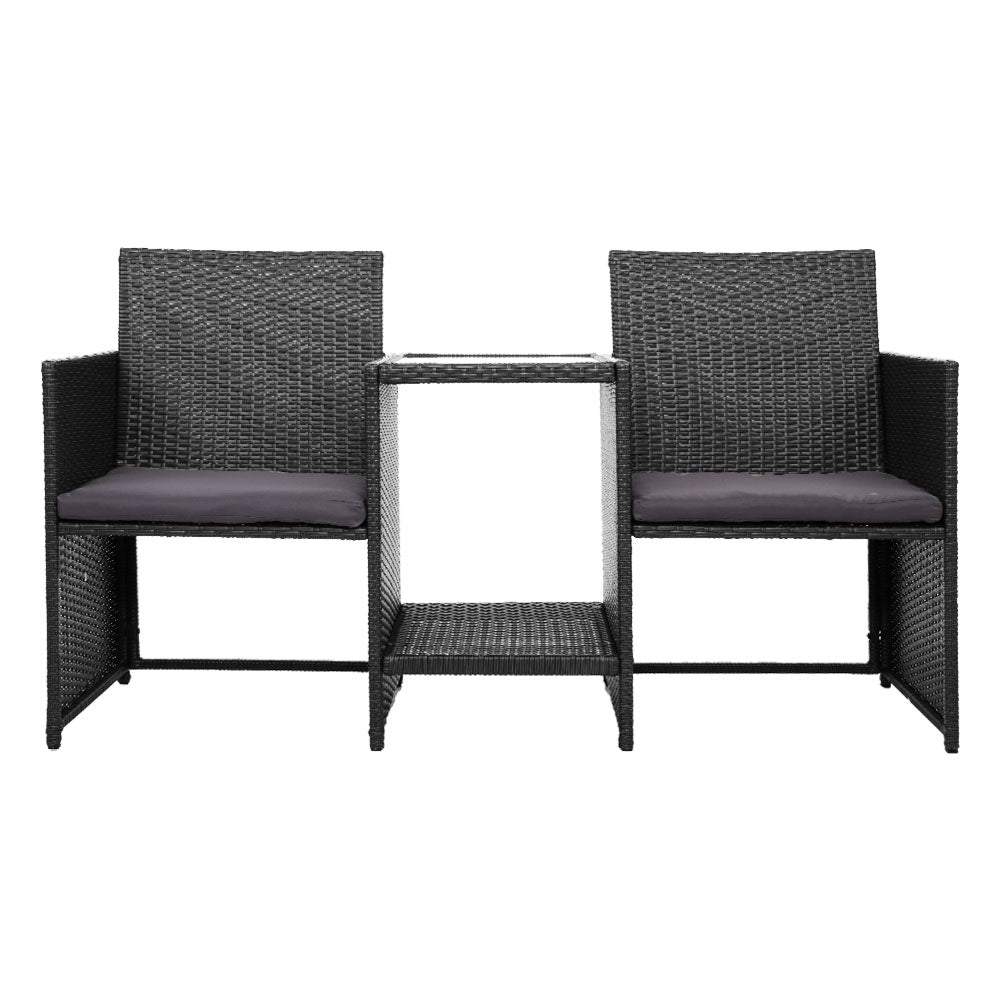 Prahran Luxury Bistro Set with Table - Black