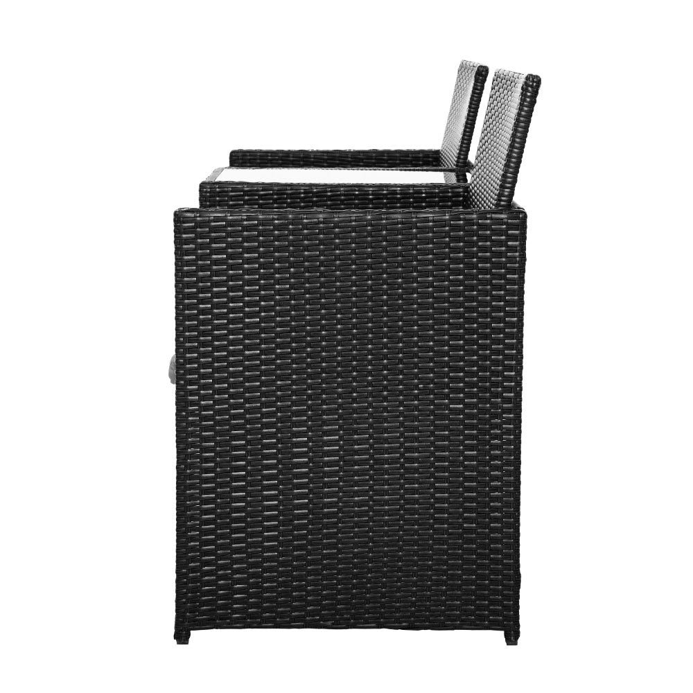 Prahran Luxury Bistro Set with Table - Black