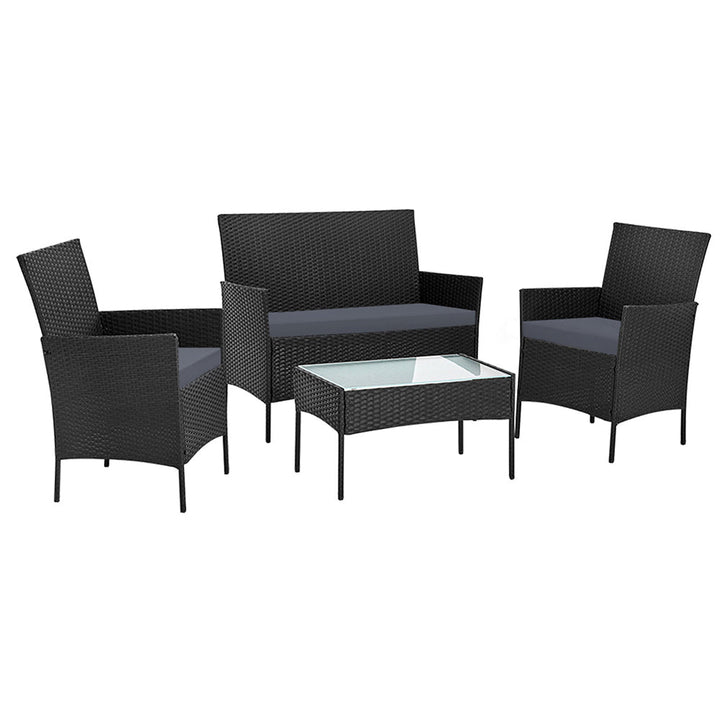 Toorak Luxury 4 Piece Lounge Setting With Storage Cover - Black
