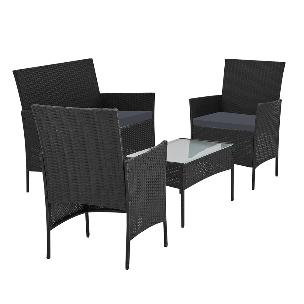 Toorak Luxury 4 Piece Lounge Setting With Storage Cover - Black
