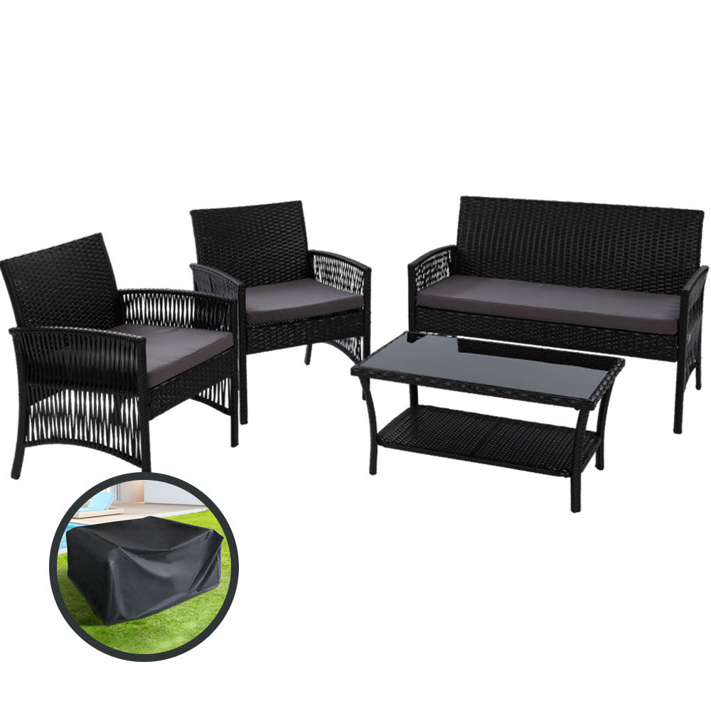 Armadale 4 Piece Outdoor Lounge Setting - Black