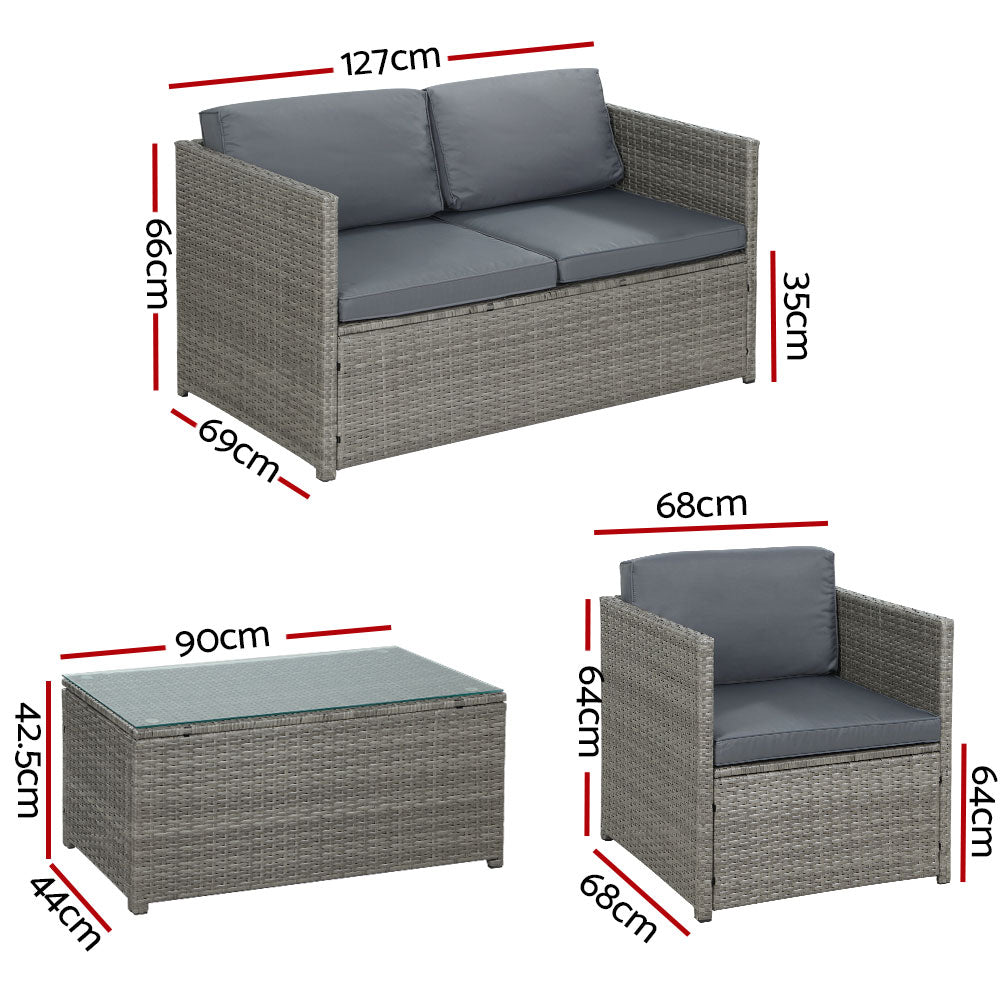 Brighton Deluxe Furniture 4 Seater Sofa Set with Centre Table