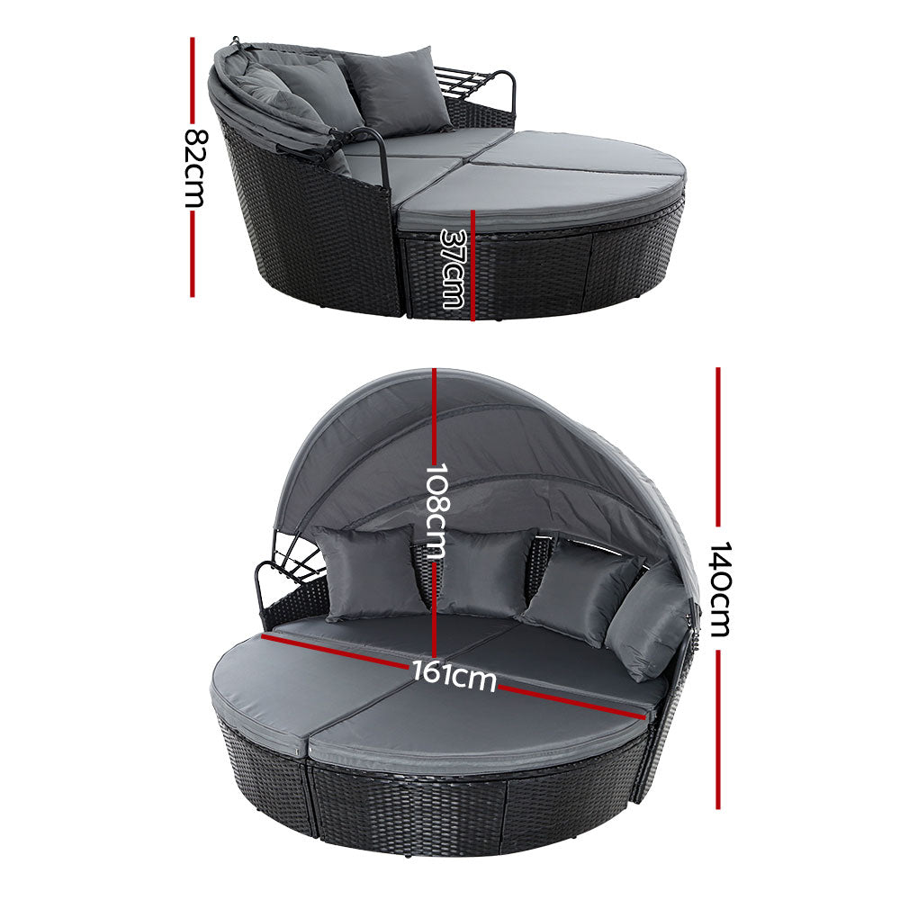 Portsea Luxury Outdoor Day Bed - Black