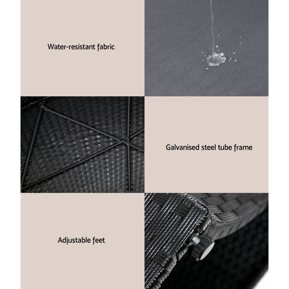 Portsea Premium Outdoor Day Bed - Black and Grey