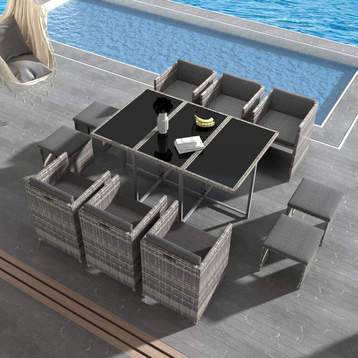 Toorak Deluxe 11 Piece Outdoor Dining Set - Grey