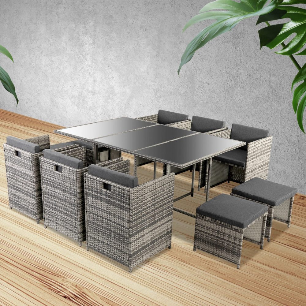 Toorak Deluxe 11 Piece Outdoor Dining Set - Grey