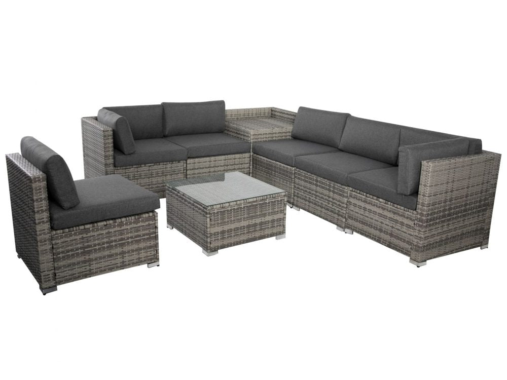 Portsea Deluxe 8 Piece Outdoor Furniture Modular Lounge - Grey