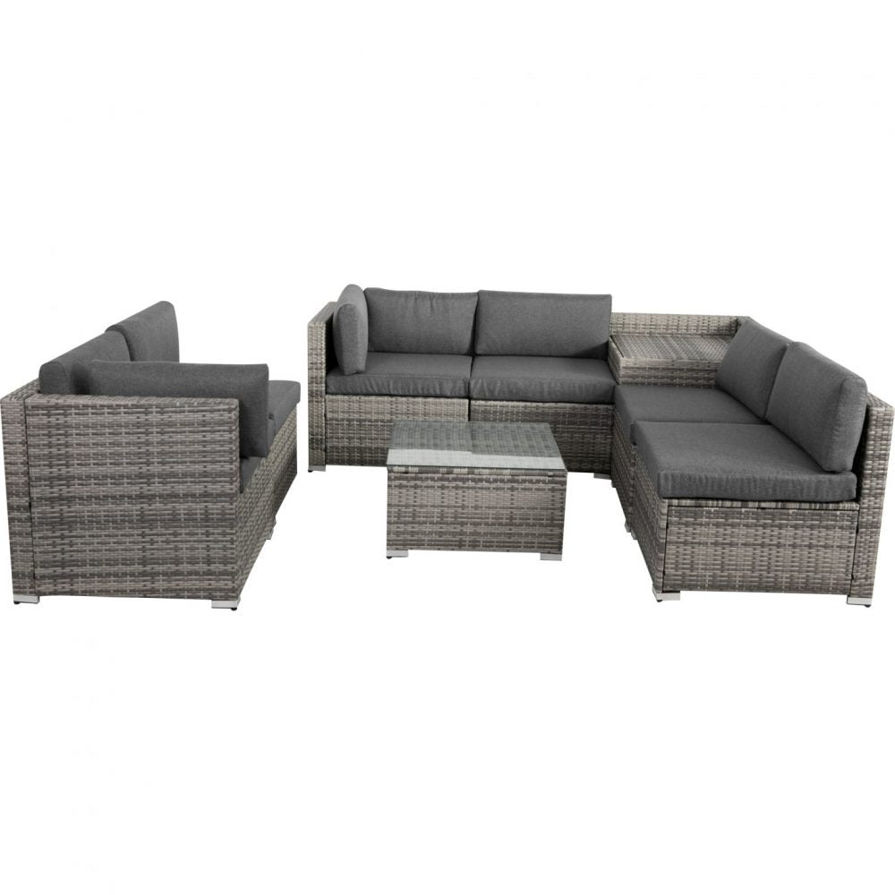 Portsea Deluxe 8 Piece Outdoor Furniture Modular Lounge - Grey