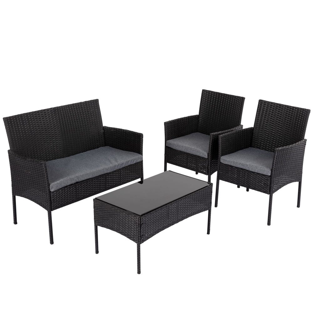 Armadale Luxury 4 Seater Outdoor Lounge Set - Black