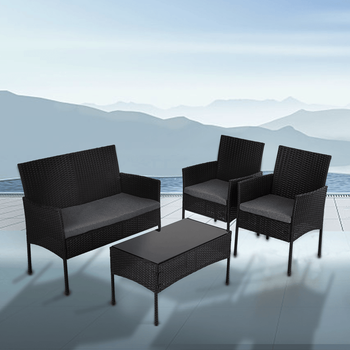 Armadale Luxury 4 Seater Outdoor Lounge Set - Black