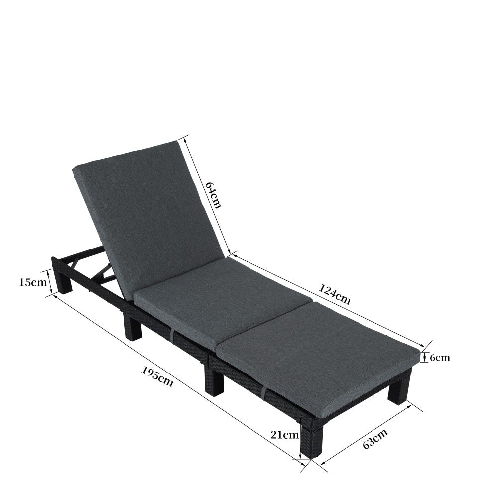 Sorrento Premium Sunbed with Adjustable Recline - Black