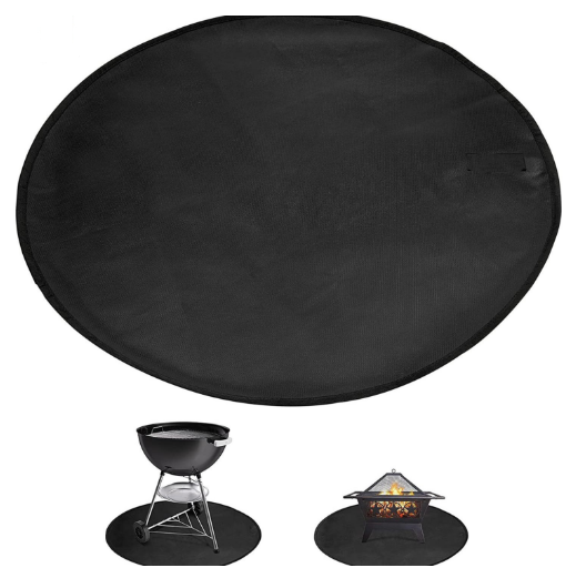 30-Inch Black Fireproof Mat for Fire Pit and BBQ - Silicone Coated