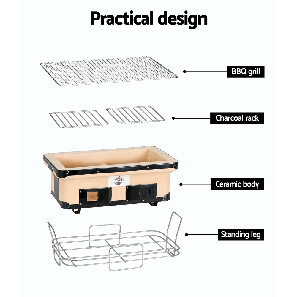 Fitzroy Ceramic Hibachi Japanese Tabletop Charcoal Barbecue