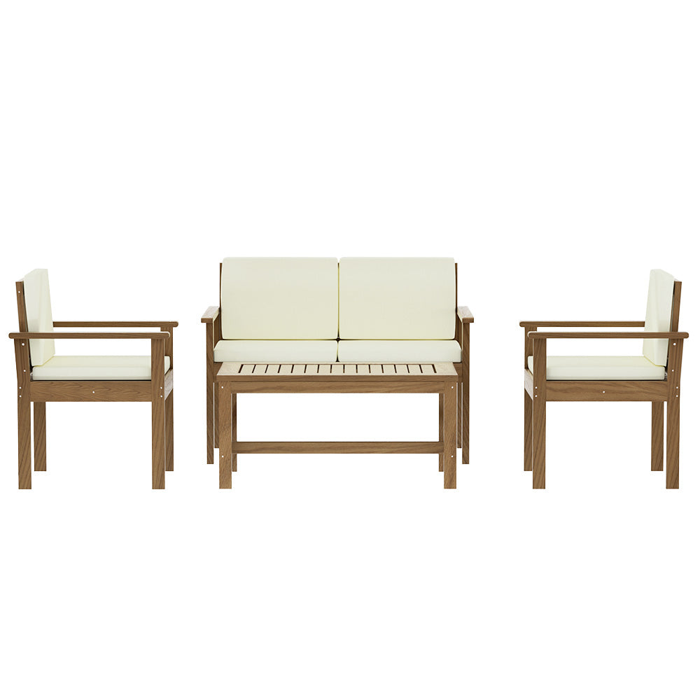Brighton 4-Seater Acacia Wood Lounge Setting Table Chairs