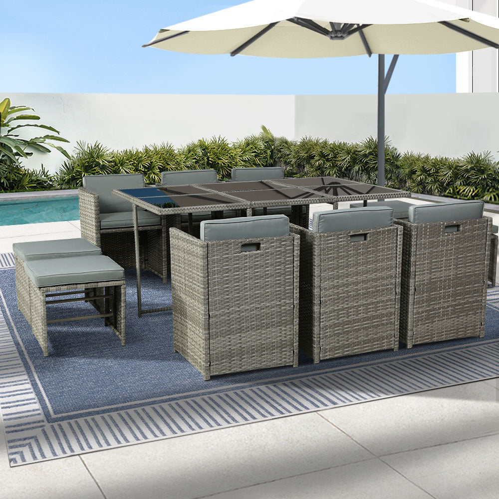 Sorrento Premium 11 Piece Outdoor Dining Set - Grey